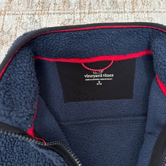 Vineyard Vines Boys Sherpa 1/2 Zip Jacket Pullover Size S (8-10) Navy - Picture 3 of 7